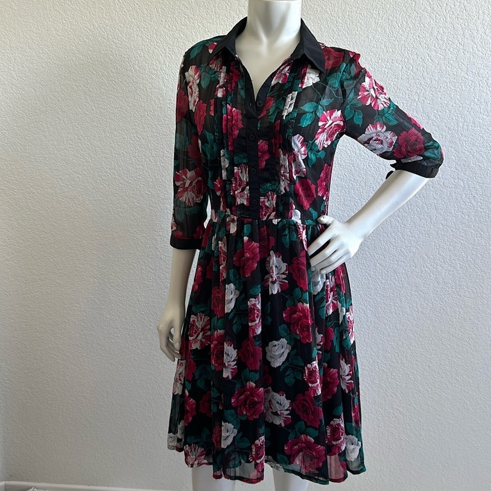Hell Bunny Bed Of Roses Dress Black - Picture 3 of 10